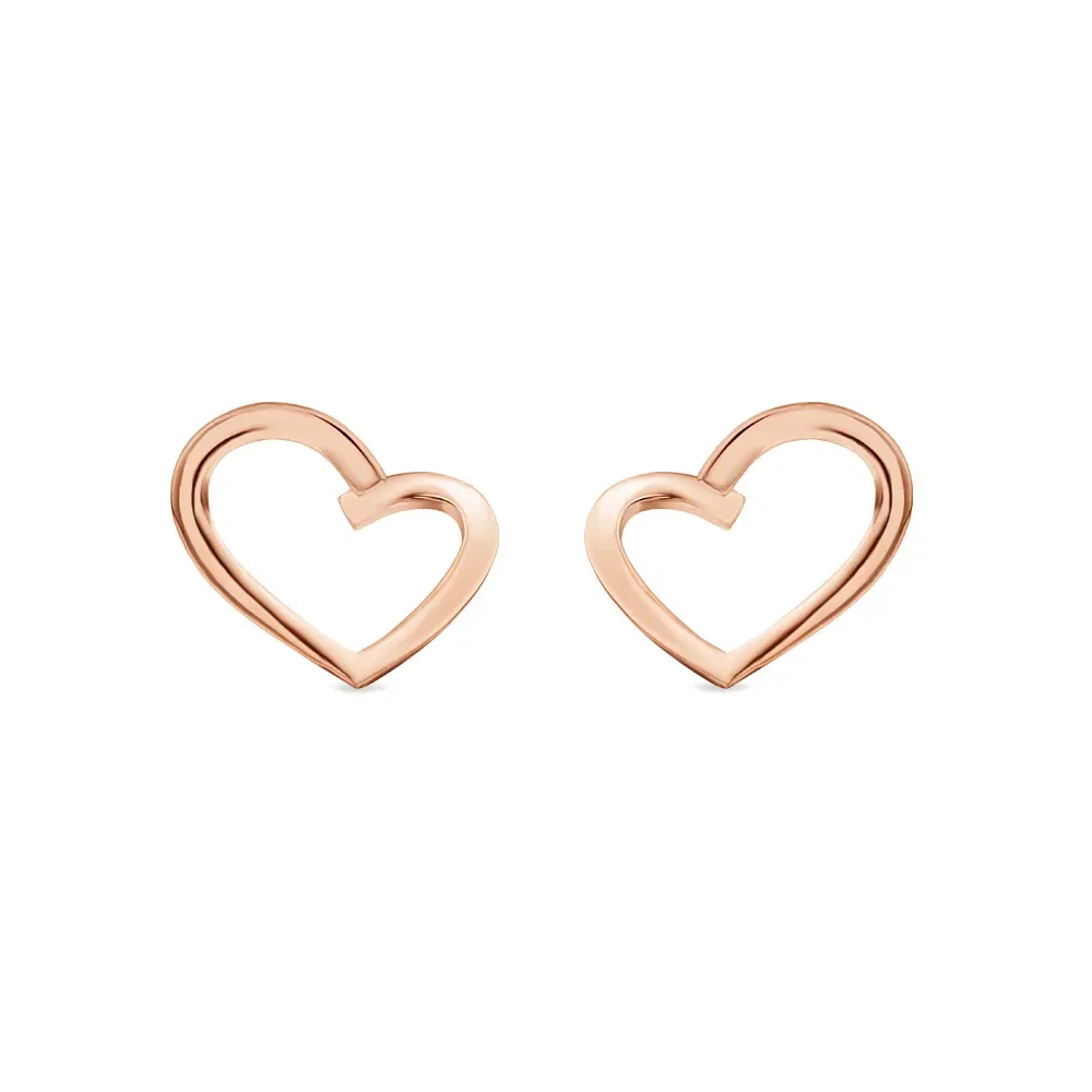 Brinco Life Love Coração em Liga Rosé com Banho de Ouro Rosé 18k
