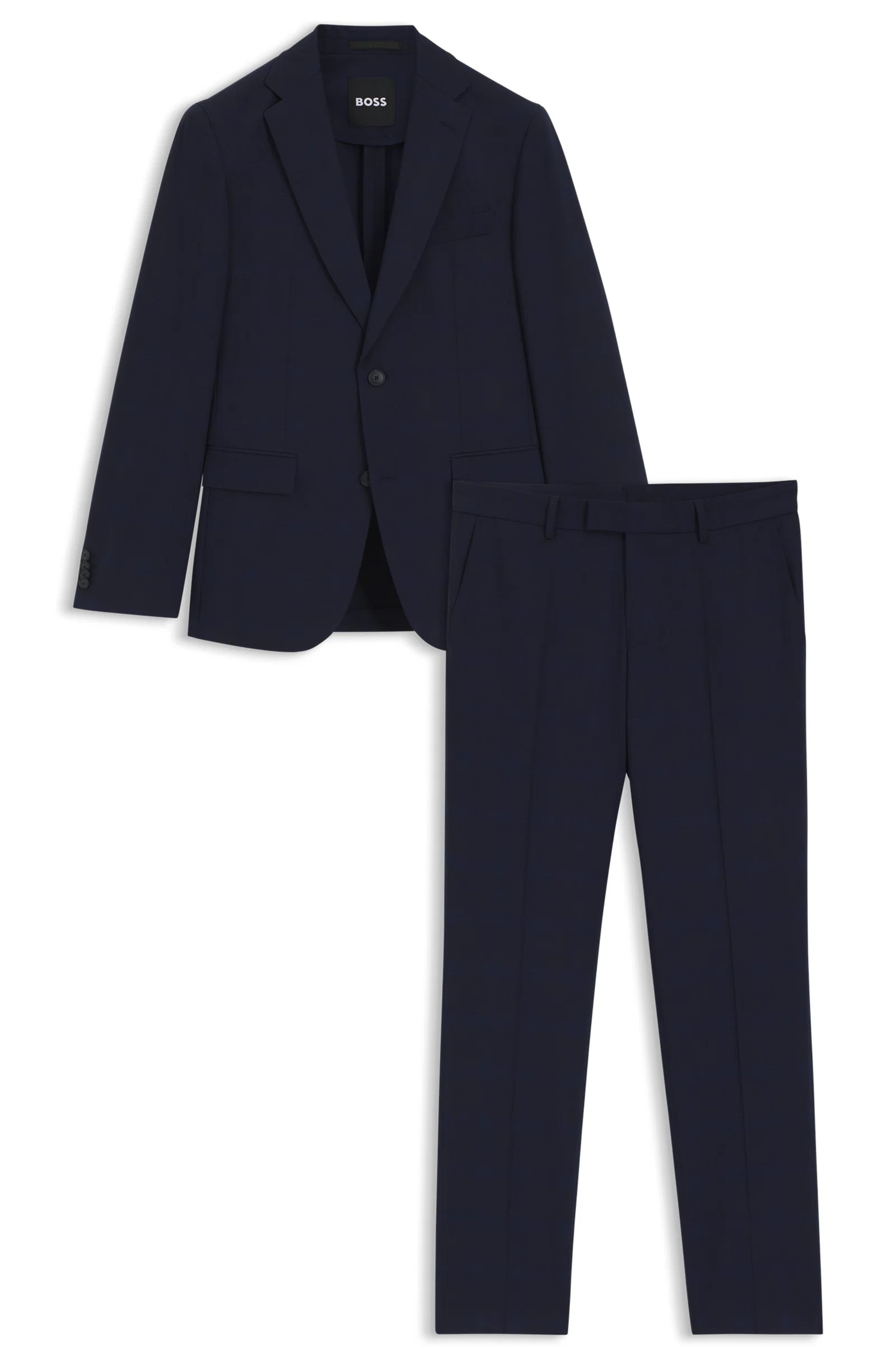 Terno Slim Fit Em Lã Elástica Com Padrão Em Xadrez