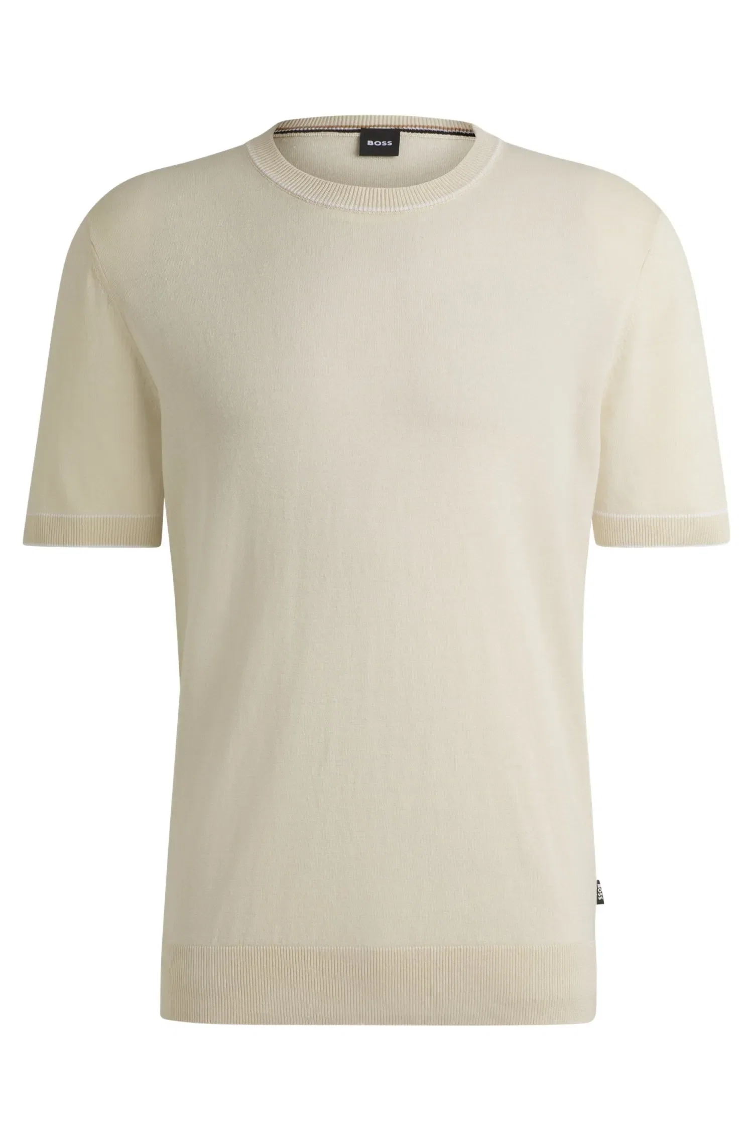 Camiseta De Malha Em Mistura De Linho Com Detalhes Contrastantes — imagem 1