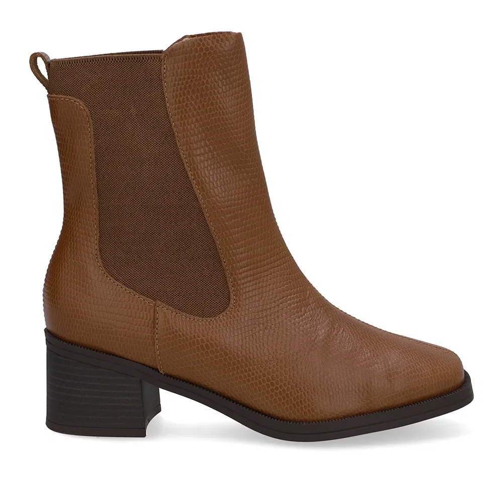 Bota Couro Marrom Canela Lateral Elástico — imagem 1