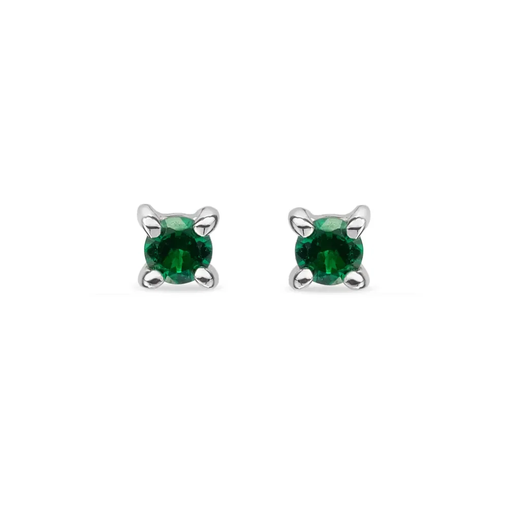 Brinco Life Glam II Prata Cravejado Verde — imagem 1