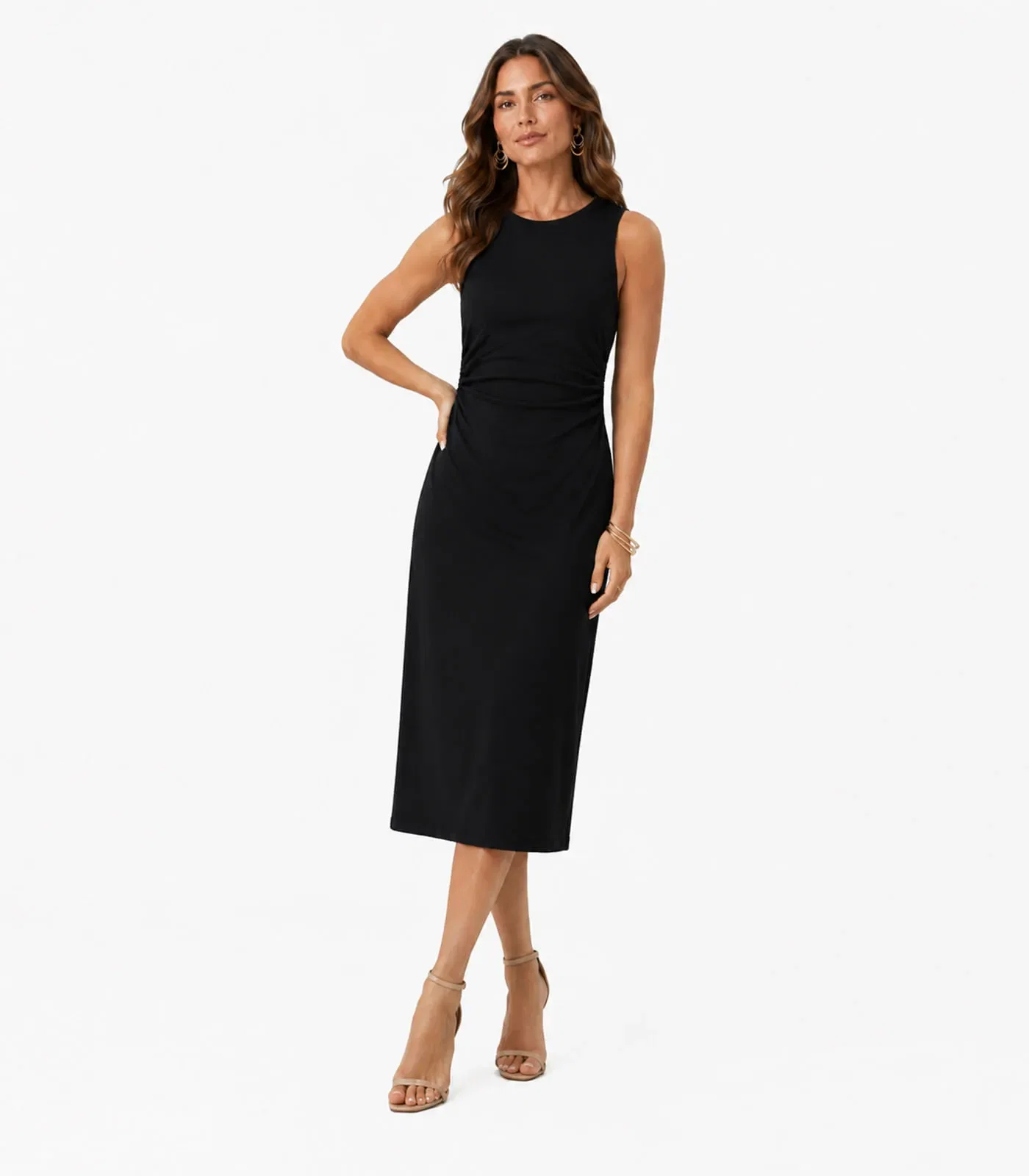Vestido Midi Em Molecotton Viscose Light Rovitex Preto