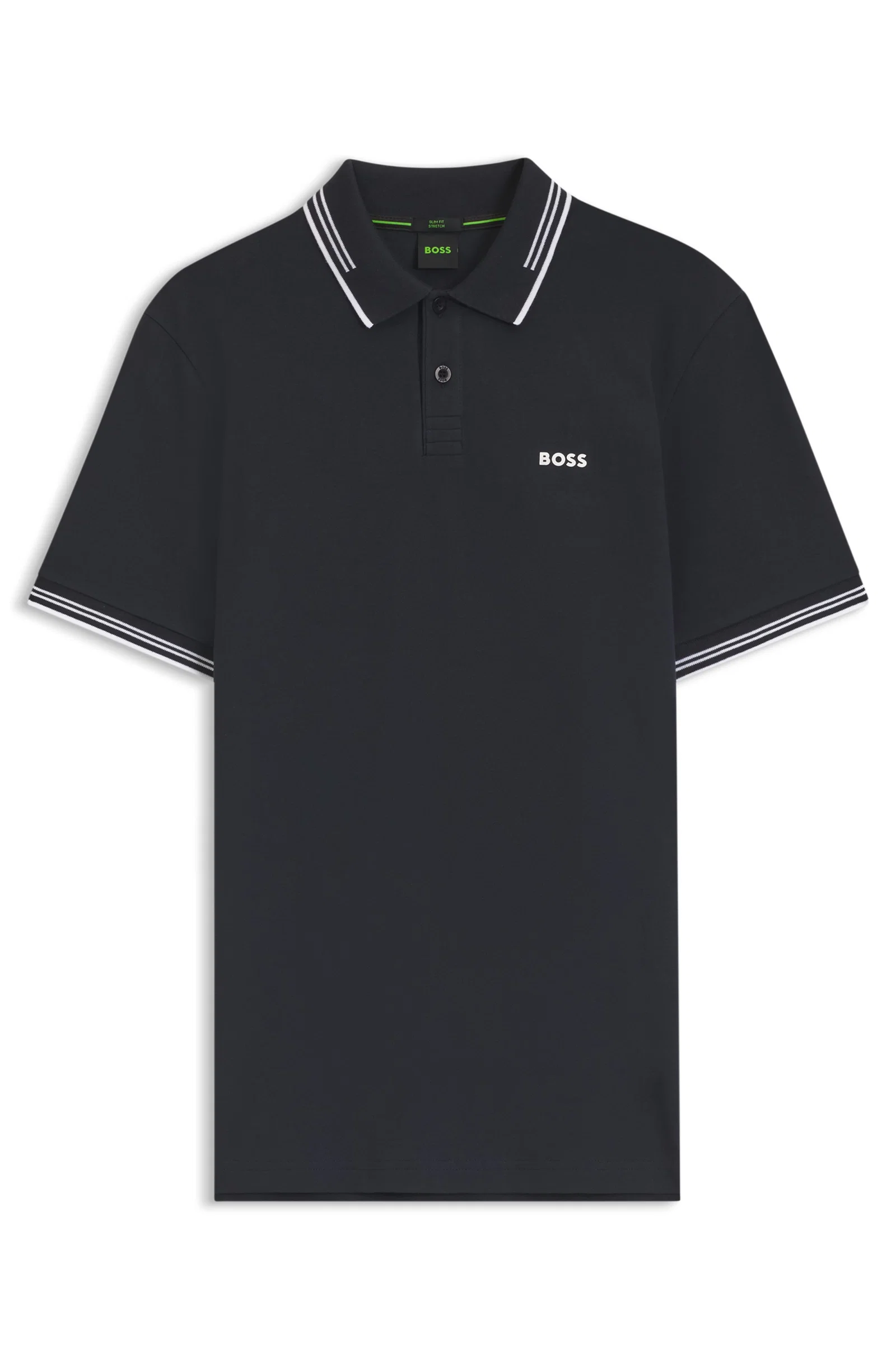 Polo Slim Fit Em Algodão Elástico Com Marca