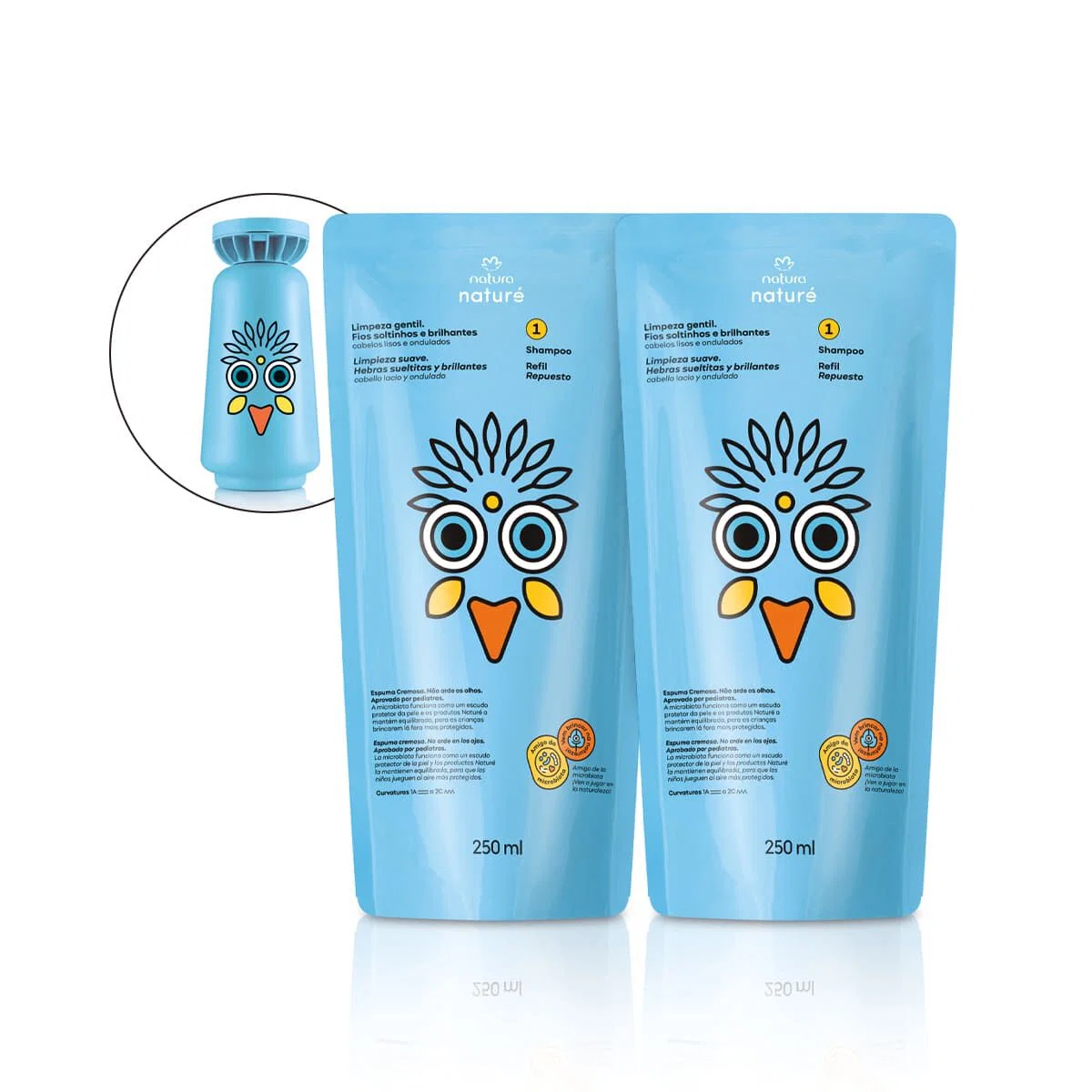 Kit Refil Shampoo para Cabelos Lisos e Ondulados Naturé (2 unidades)