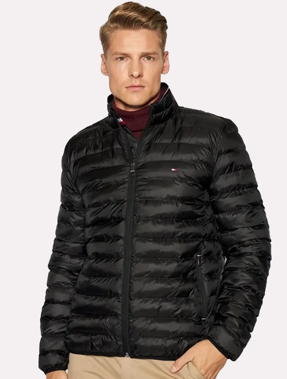 Jaqueta Tommy Hilfiger Masculina Térmica Packable Circular Preta