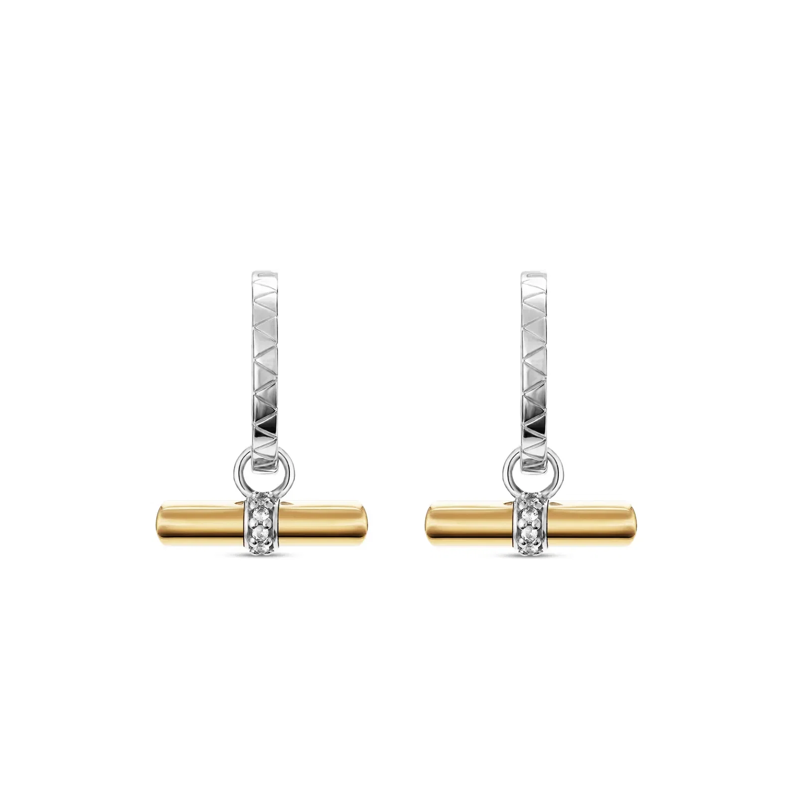 Argola Orbis em Prata 925 e Ouro Amarelo 18k com Safira Incolor, 23,5mm — imagem 1