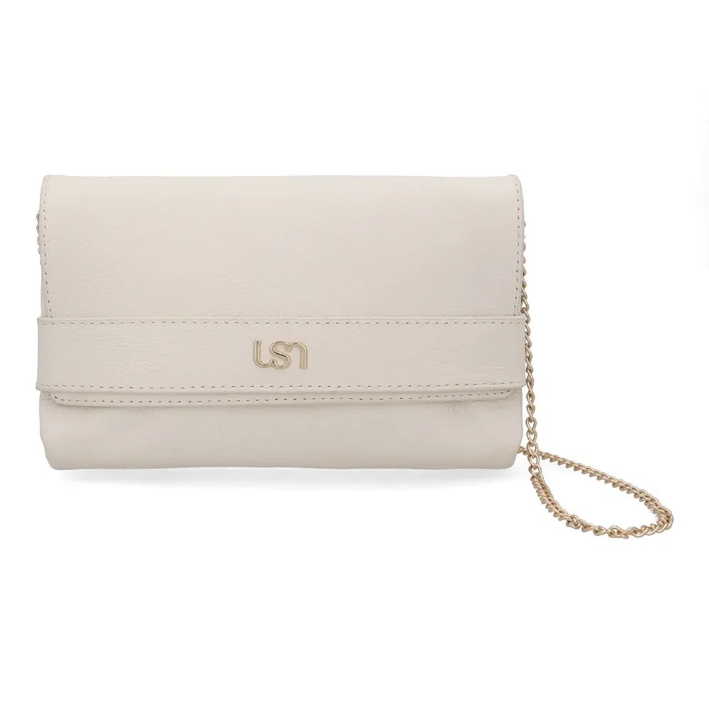 Bolsa Clutch Couro Branca Marfim — imagem 1