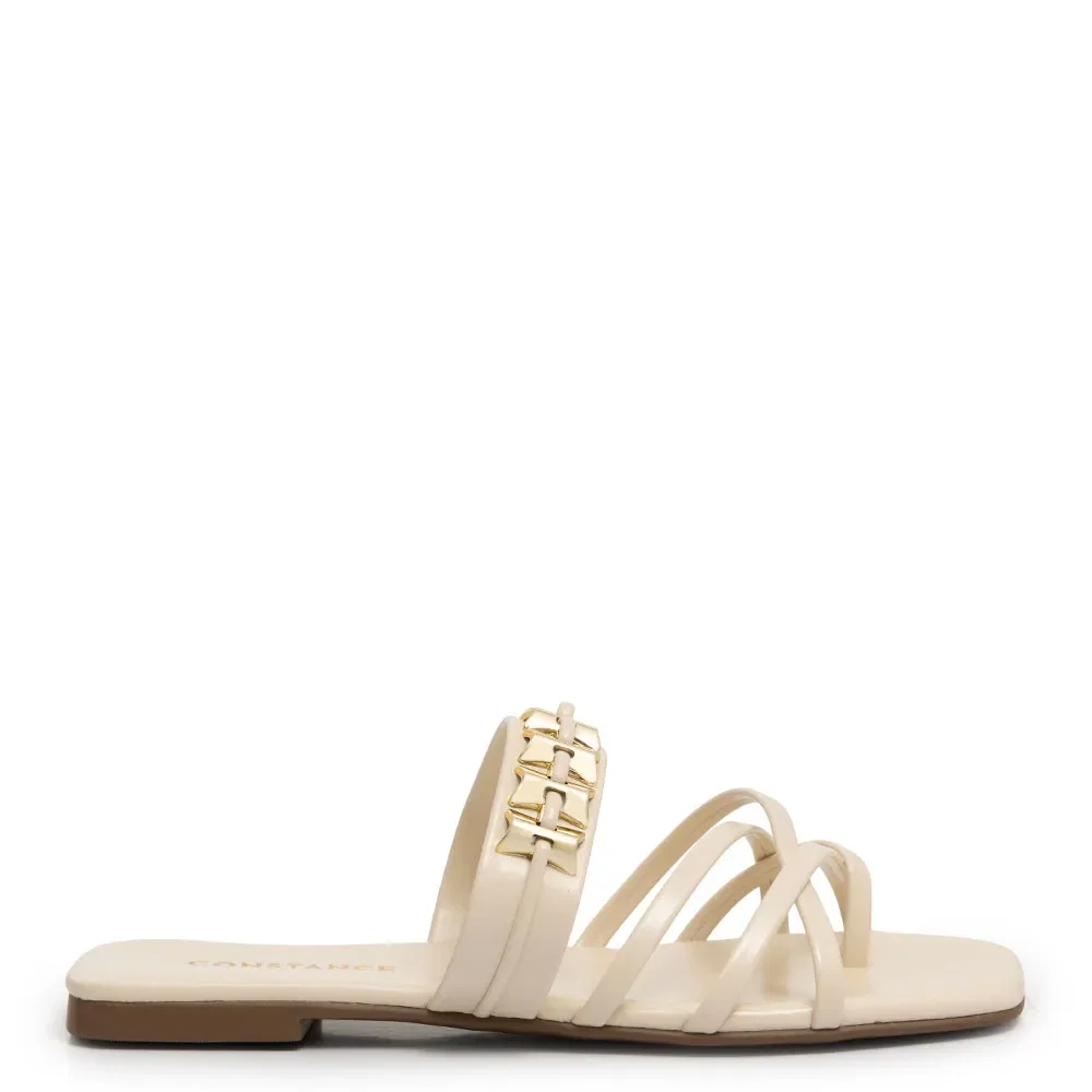 Rasteira Off White Tiras Enfeites — imagem 1