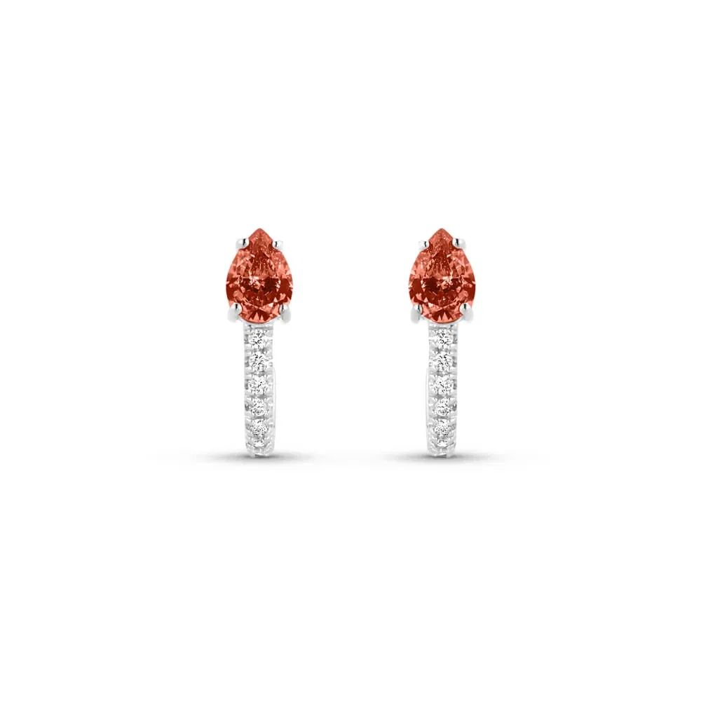 Argola Life Sun em Prata 925 com Pedra Rosa e Incolores, 16 mm