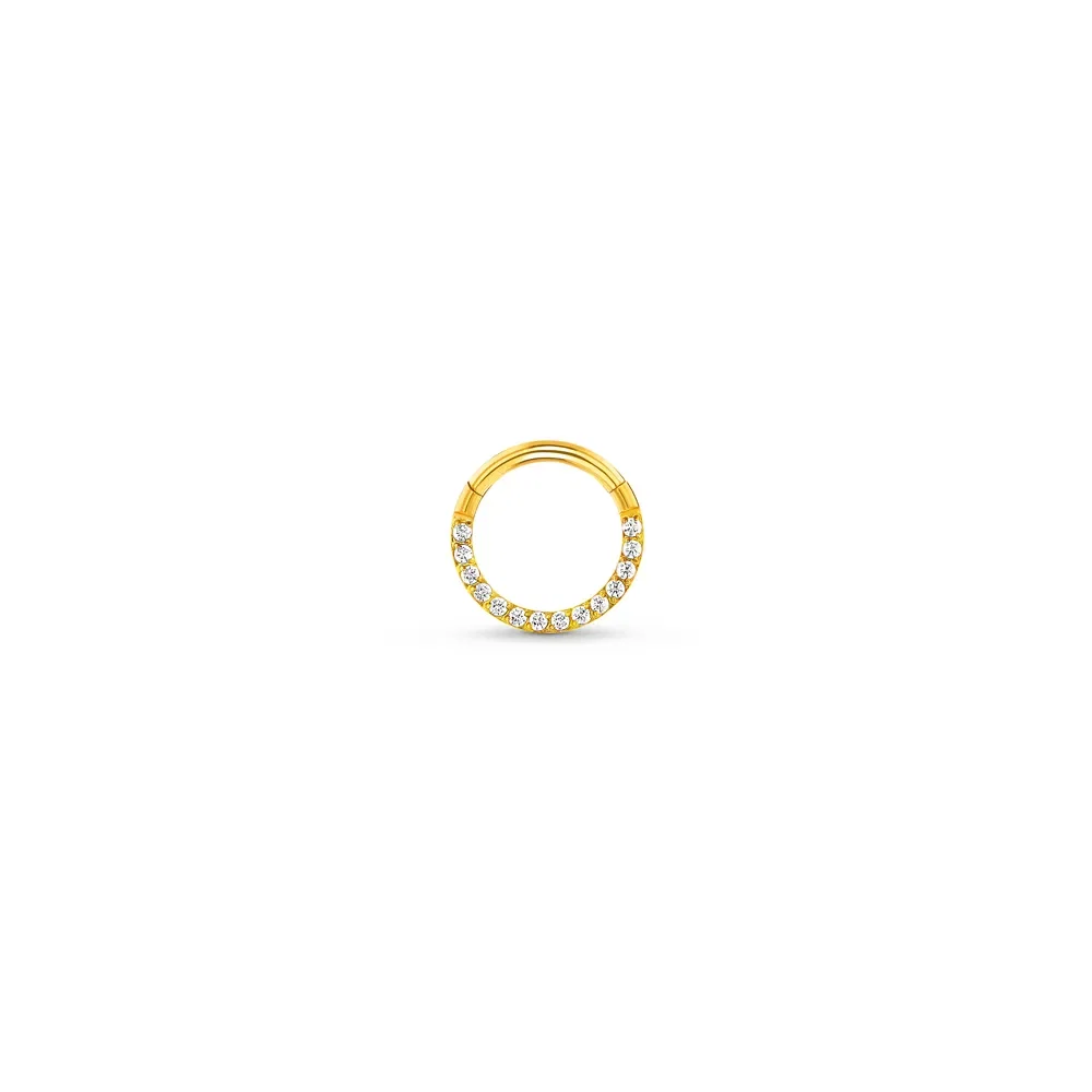 Piercing Life Argola Aço Dourado Cravejado, 25 mm — imagem 1