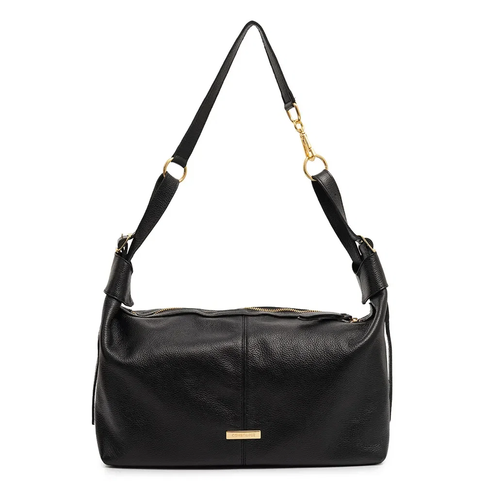 Bolsa Ombro Couro Mosquetão Preta