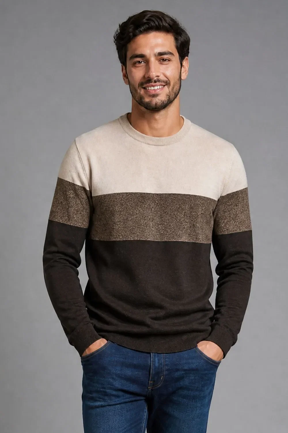Suéter Masculino Listrado Polo Wear Marrom Médio