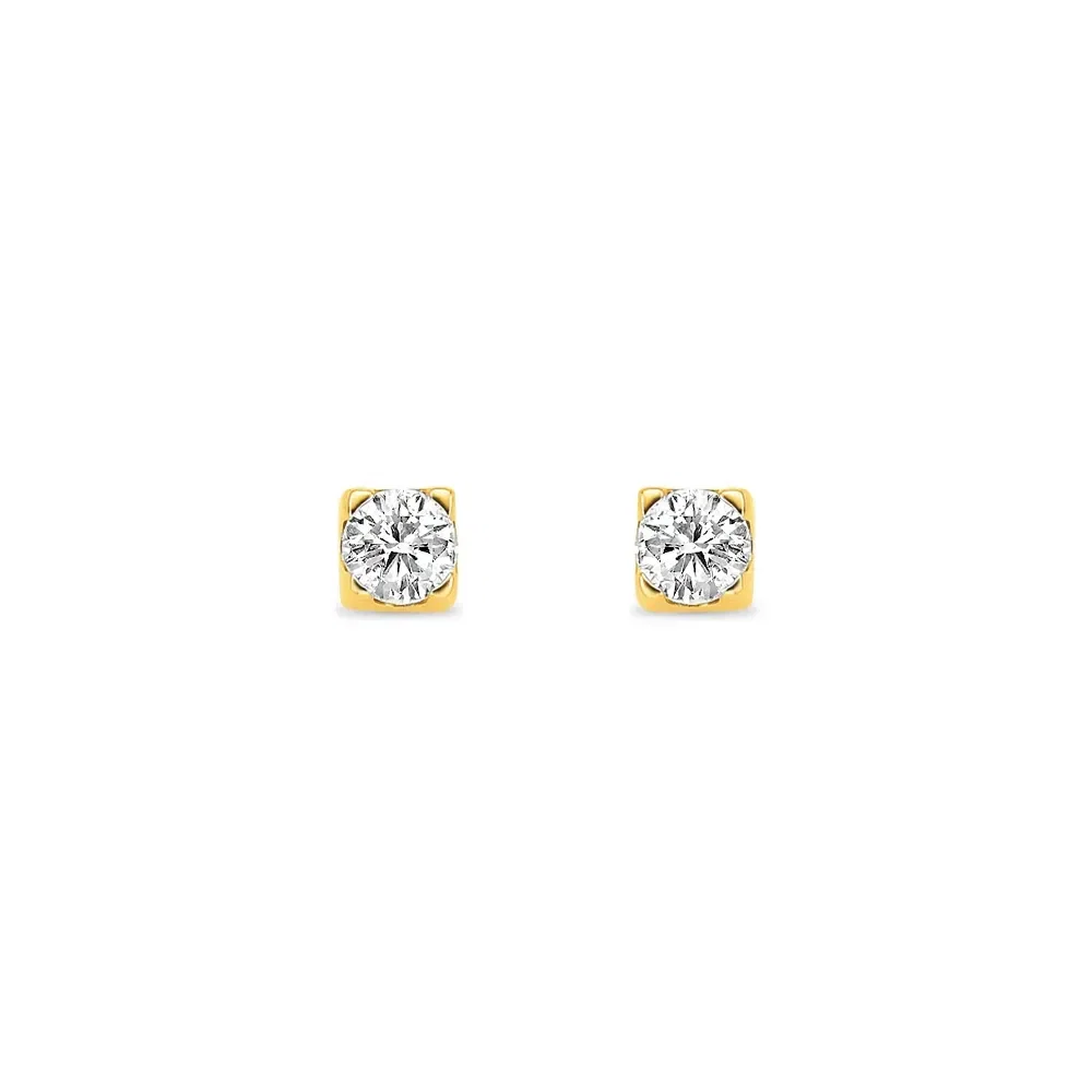 Brinco Solitário Forever em Ouro Amarelo 18k com 0,35ct de Diamante