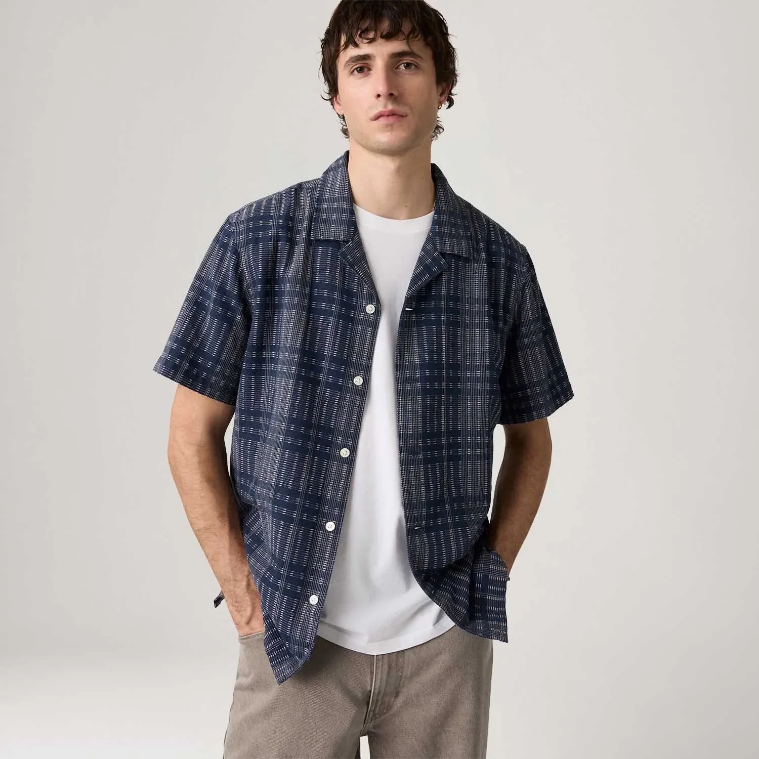 Camisa Levi's® Sunset Standard Xadrez Cinza Manga Curta — imagem 1