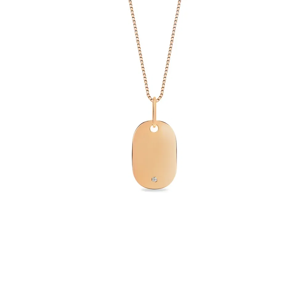 Pingente Personalizável em Ouro Rosé 18k com Diamante, 19mm — imagem 1