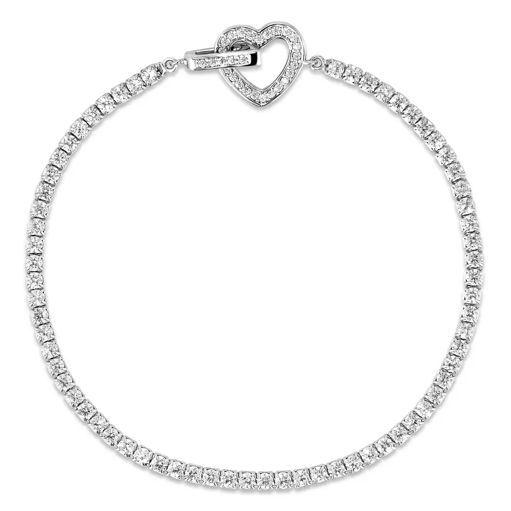 Pulseira Life Riviera Coração em Prata 925 com Pedras Incolores — imagem 1