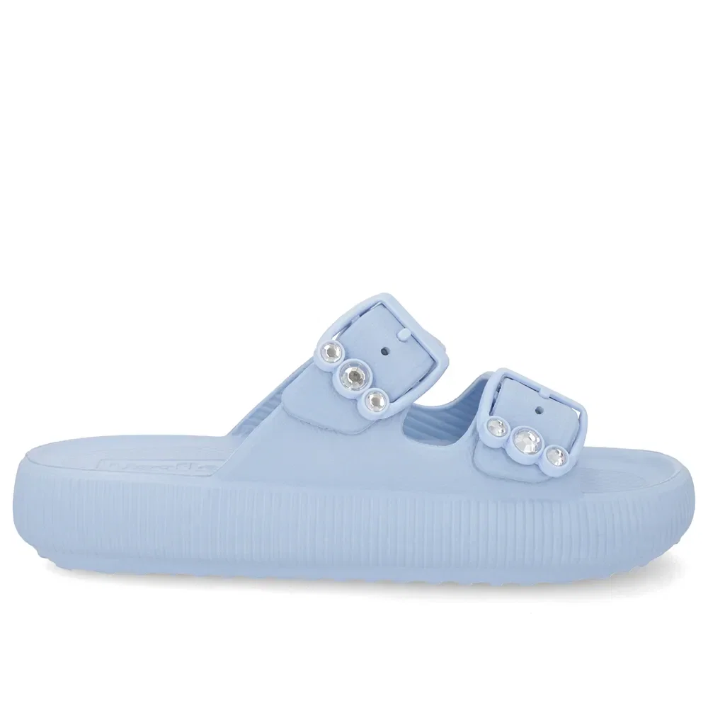 Slide Plataforma Poofy Azul Claro Eva Fivela Brilho — imagem 1