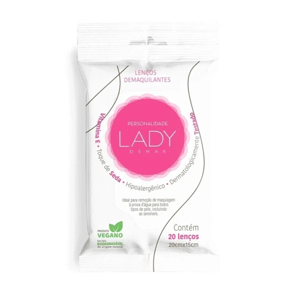 Lenços Demaquilantes Personalidade Lady Demak 20 Unidades