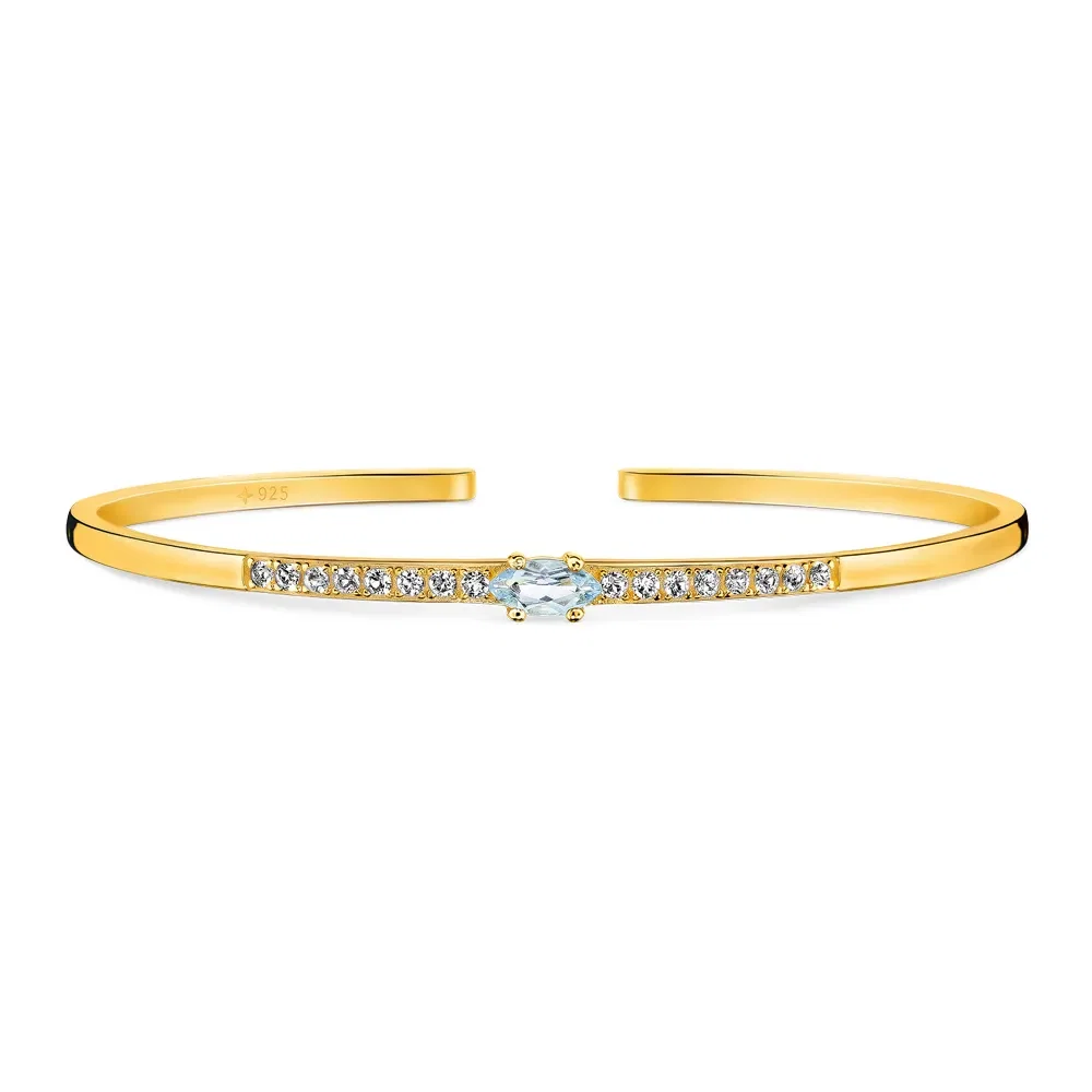 Bracelete Life Nature em Prata 925 com Banho de Ouro Amarelo 18k, Topázio Sky e Incolores — imagem 1