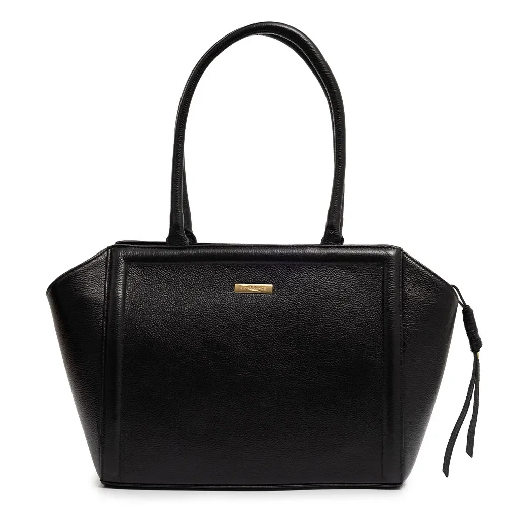 Bolsa Shopping Couro Estruturada Preta — imagem 1