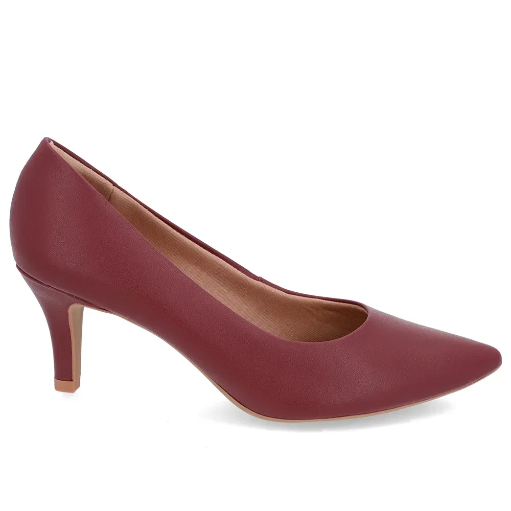 Scarpin Salto Médio Couro Vermelho Bico Fino — imagem 1