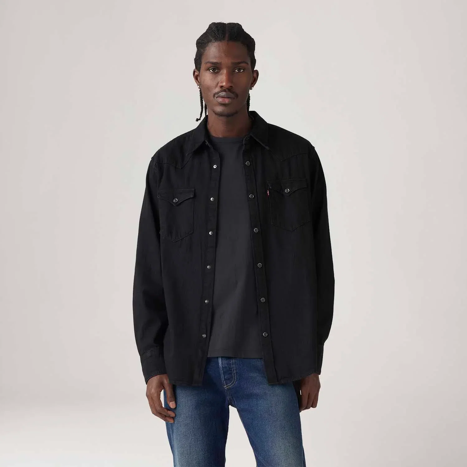 Camisa Jeans Levi's® Western Barstow Standard Preta — imagem 1