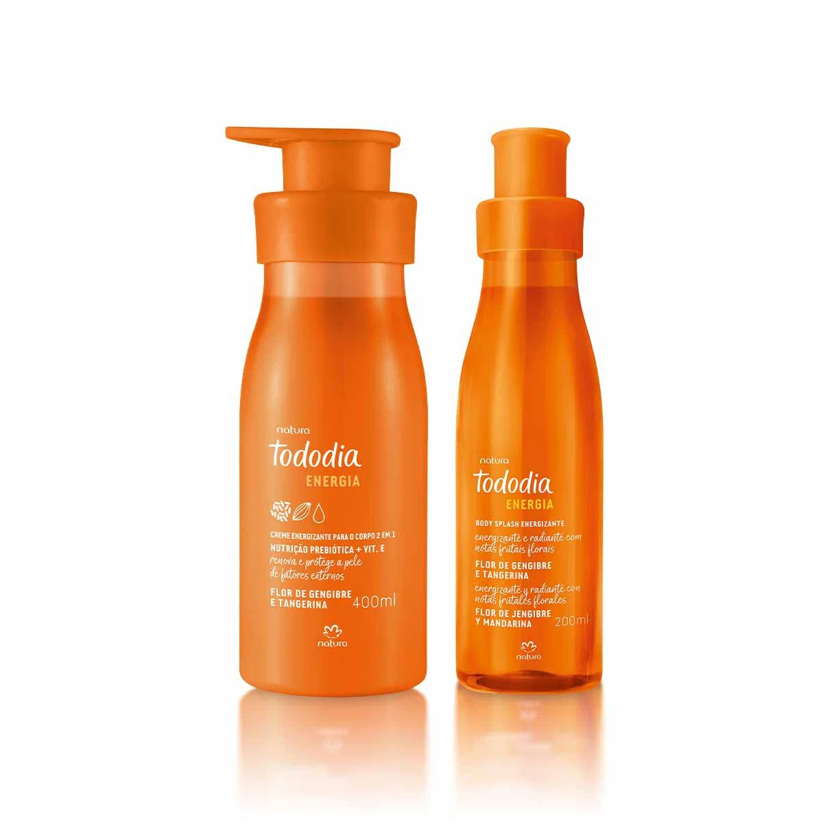 Kit Creme Nutritivo com Body Splash Tododia Energia Flor de Gengibre e Tangerina