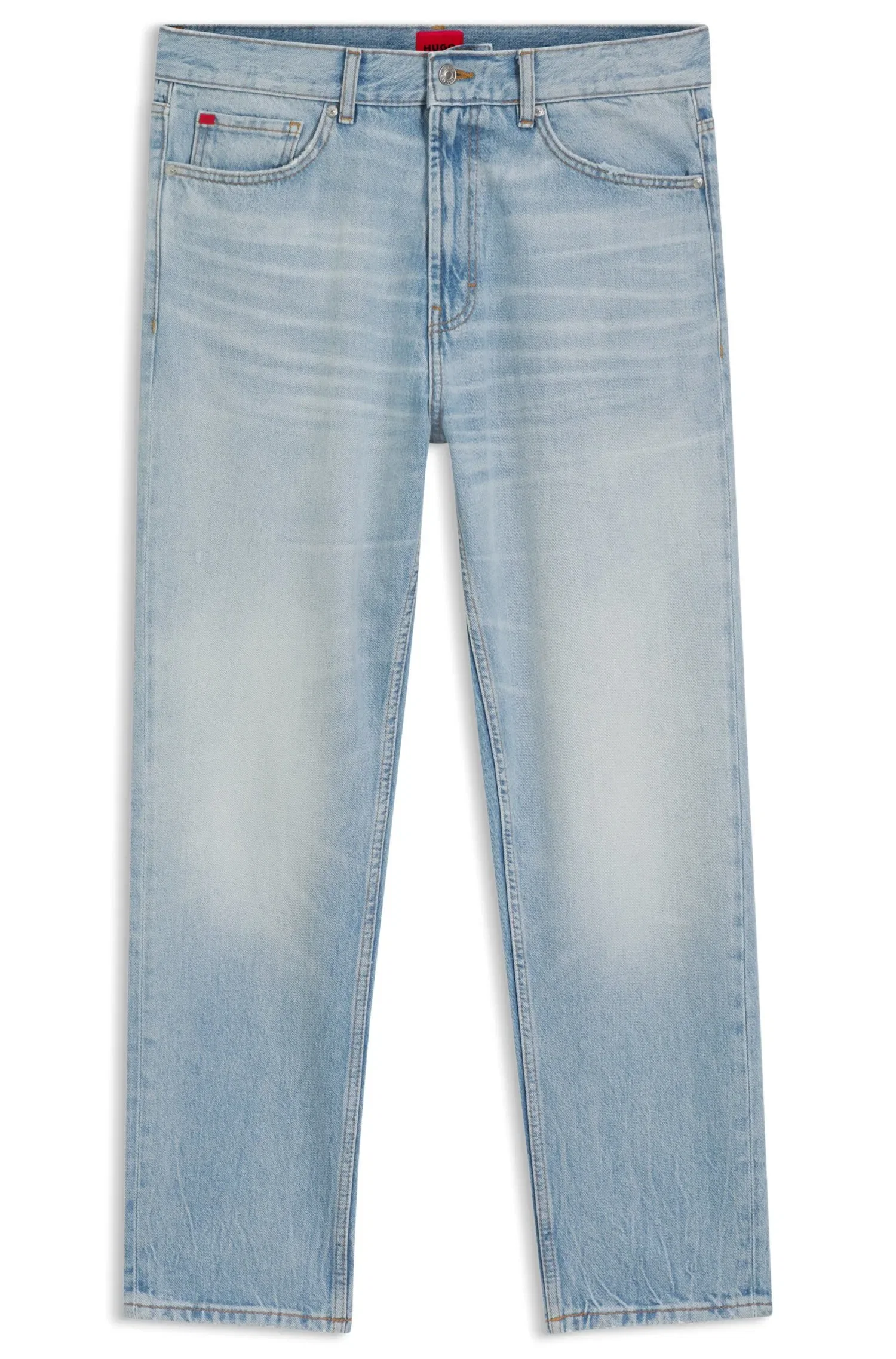 Calça Jeans Tapered Fit Em Denim Vibrante
