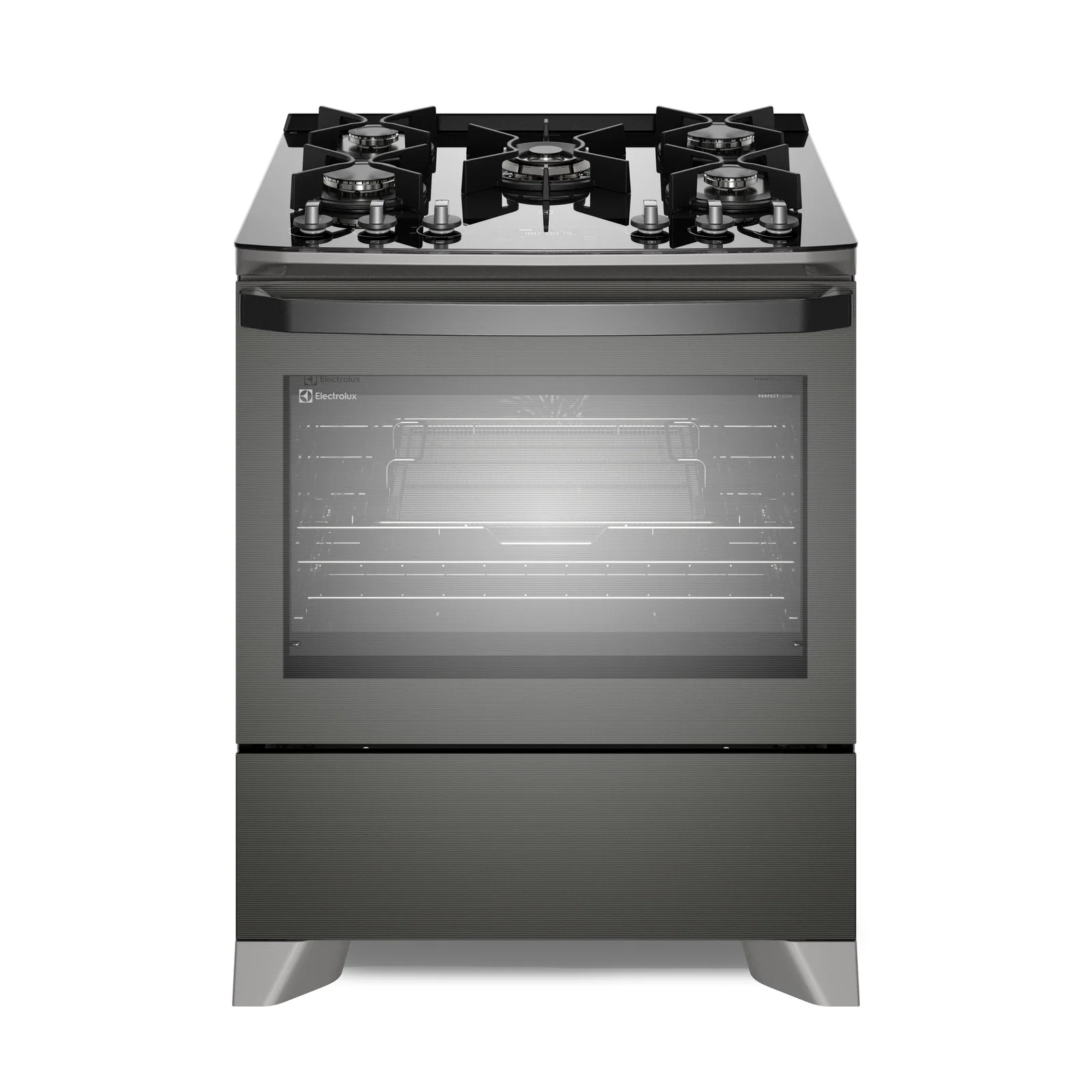 Fogão 5 bocas Electrolux Cinza Expert Função Air Fryer, Mesa Vidro, Grill e Timer (FE5AP)