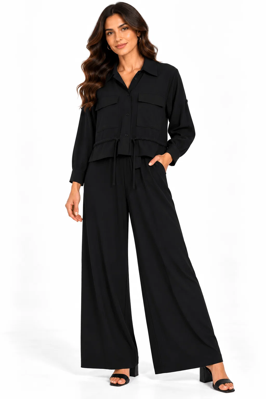 Blusa Peplum Túnel Amarração - Preto