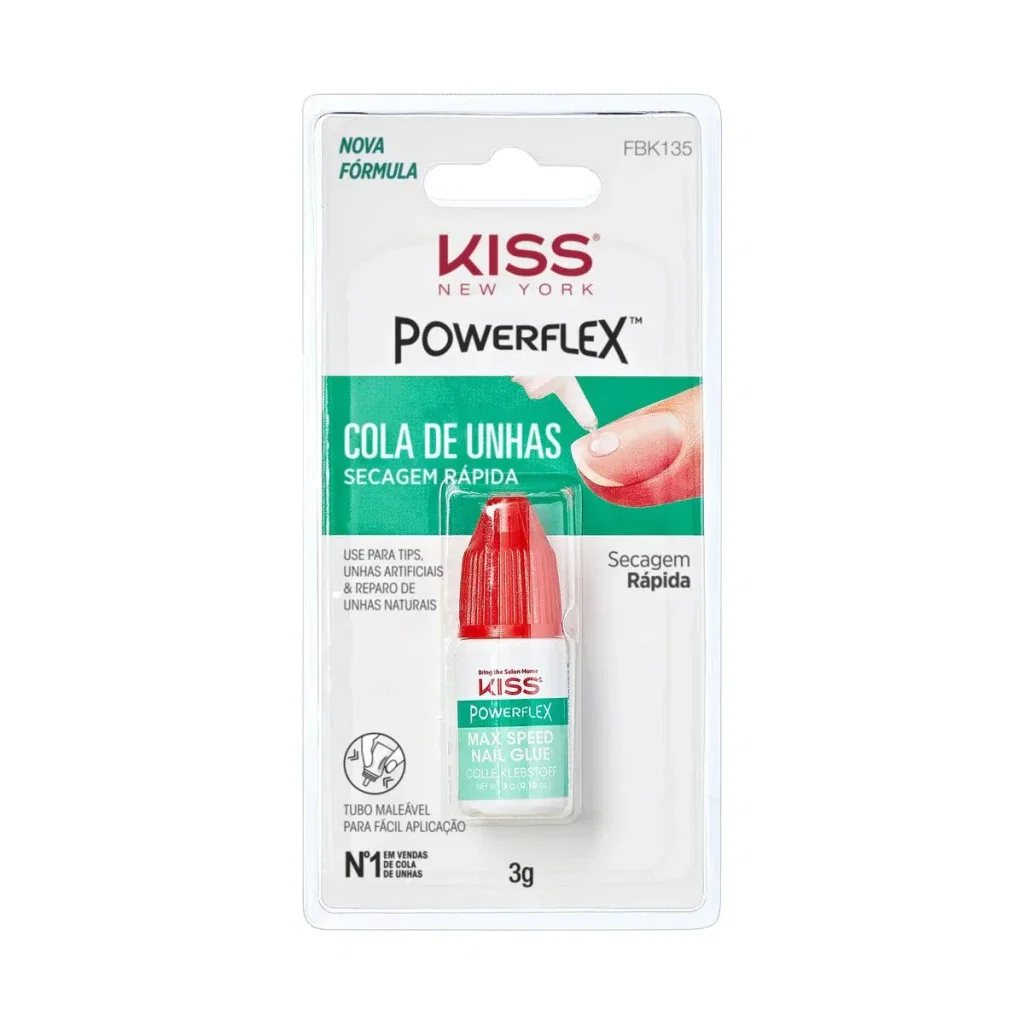 Cola para Unhas Kiss New York Secagem Rápida 3g