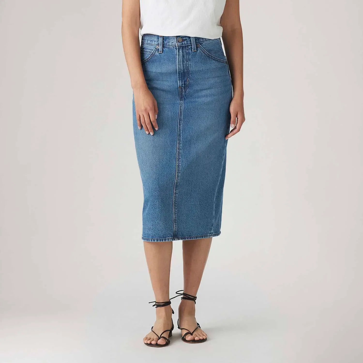 Saia Jeans Midi Levi's® Back Slit Lavagem Escura