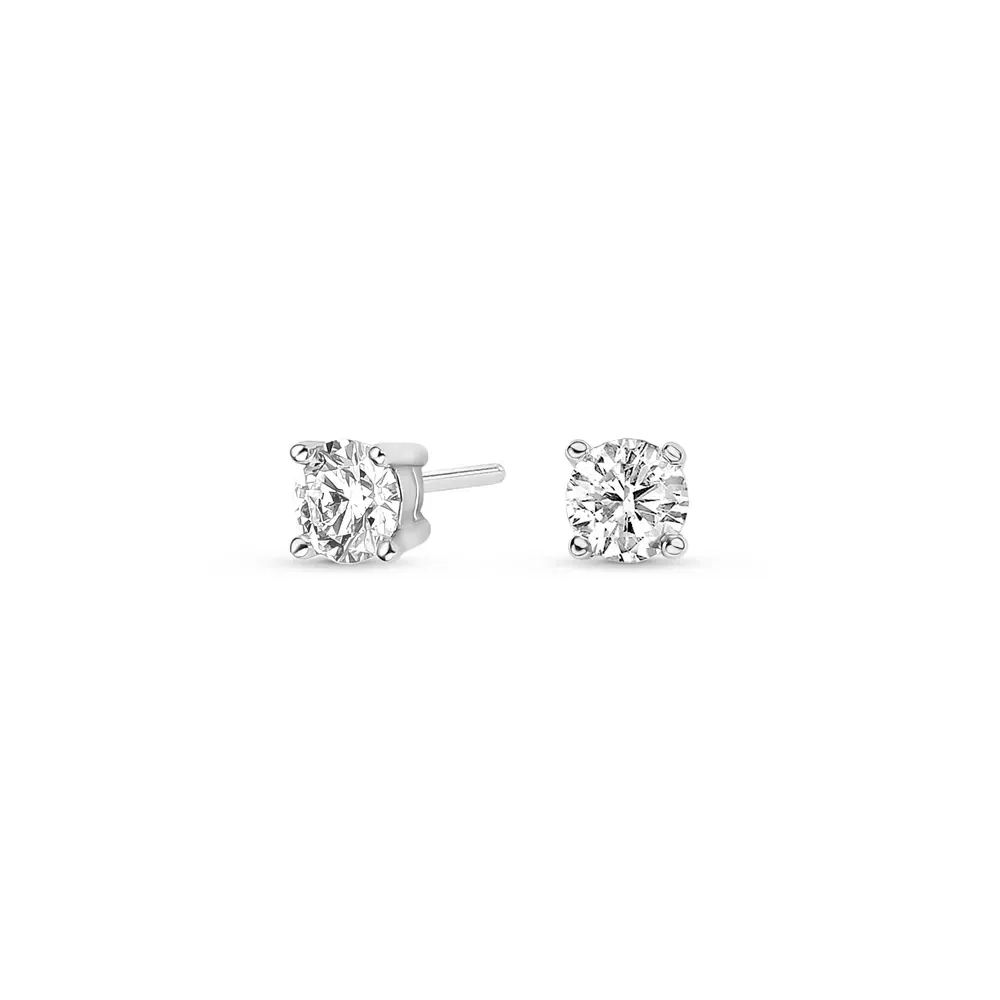 Brinco Solitário Forever em Ouro Branco 18k com 0,60ct de Diamante