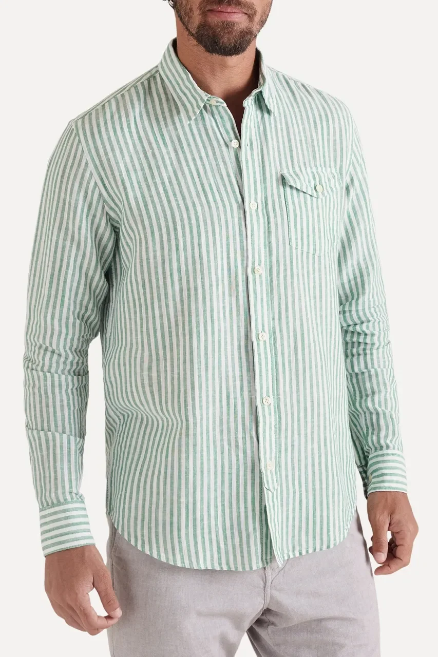 Camisa Listrado Regular Co Linho
