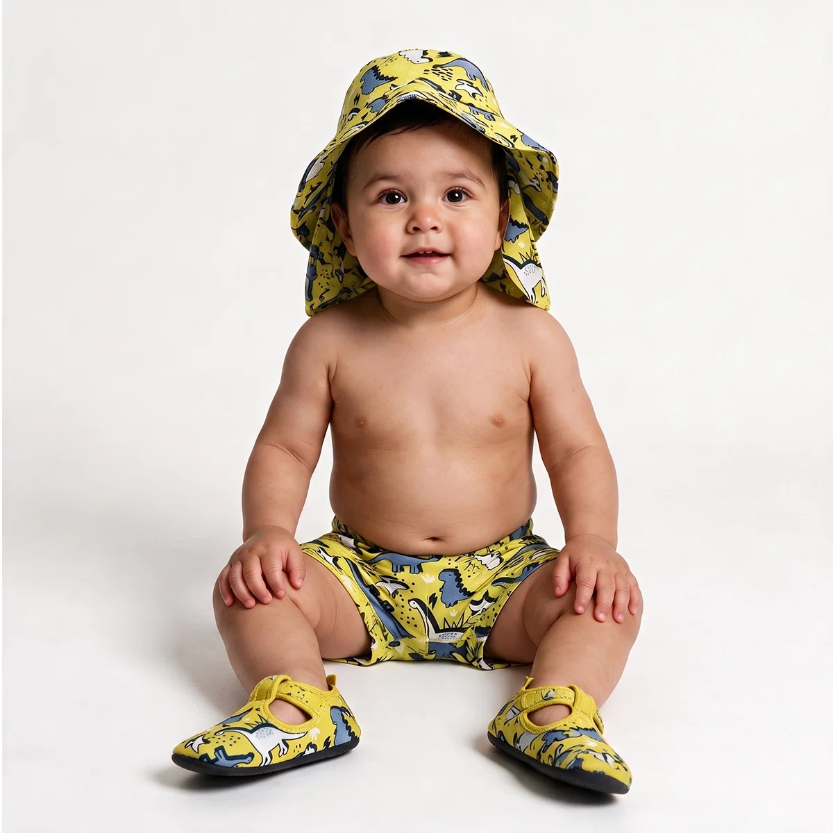 Shorts E Boné Praia Toddler Dinossaurs Elastano Proteção Uv 50+ Tip Top