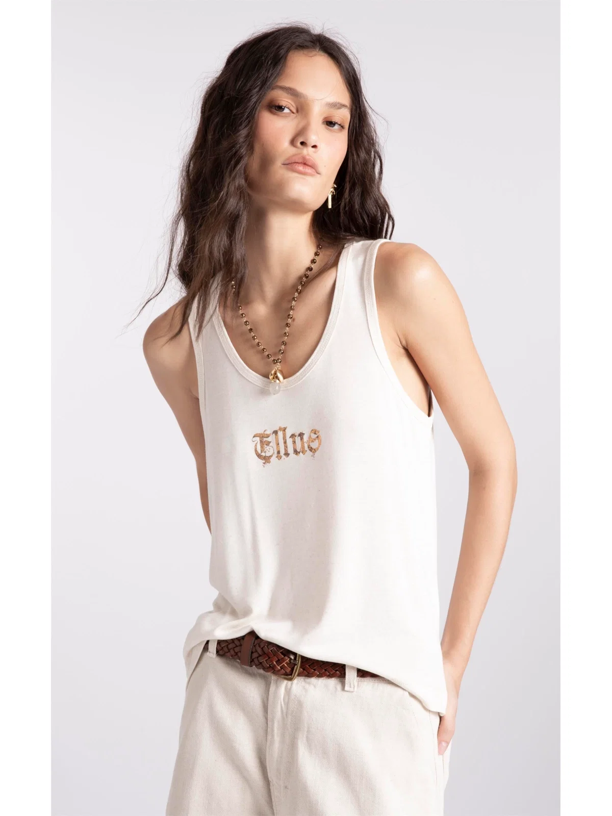 Blusa Visco Linen Melange Gothic Natural — imagem 1