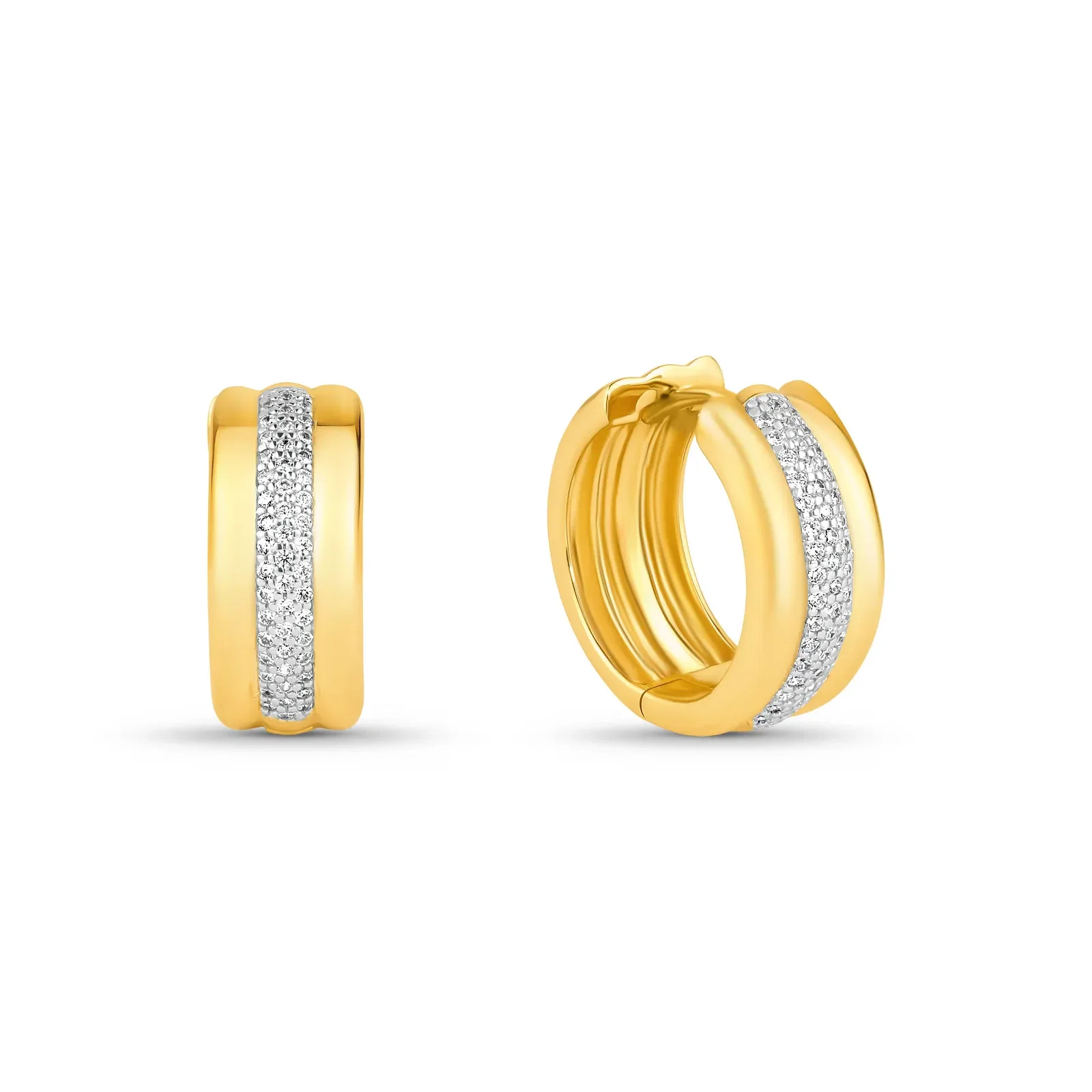 Argola Life Luxe em Prata 925 com Banho de Ouro Amarelo 18k com Pedras Incolores, 13,6mm — imagem 1