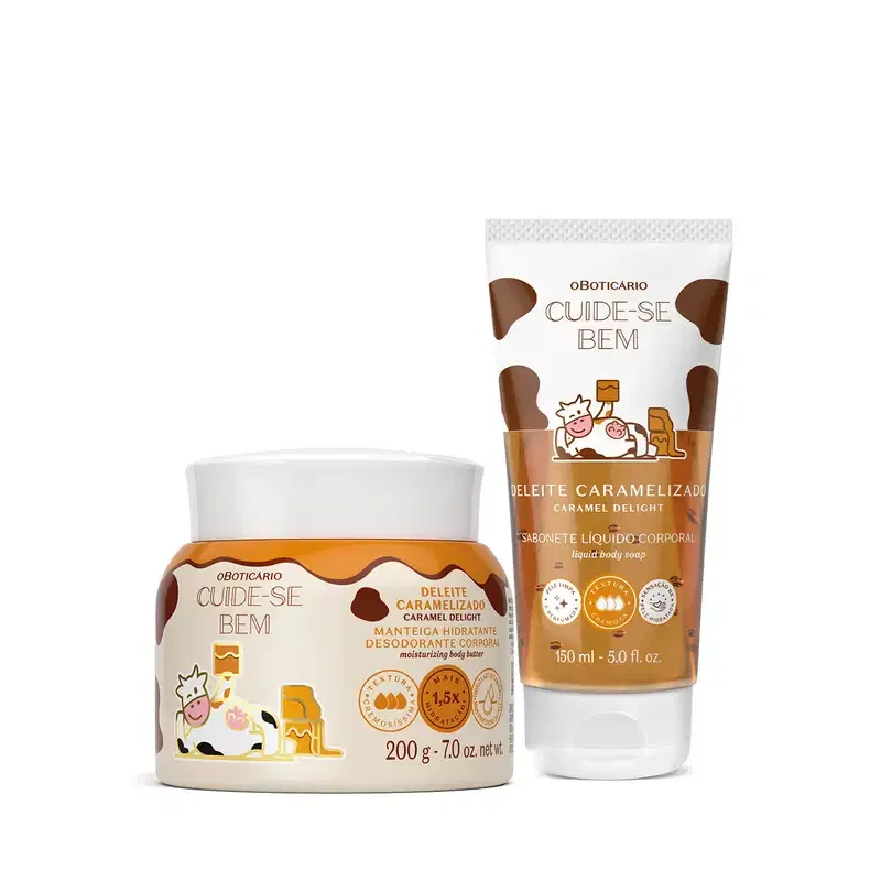 Combo Cuide-se bem Deleite Caramelizado: Manteiga Corporal 200g + Sabonete Líquido 150ml