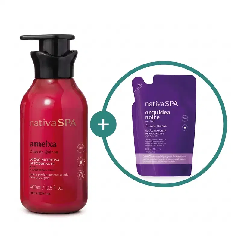 Combo Nativa SPA: Loção Hidratante Corporal Ameixa 400ml + Refil Loção Noturna Orquídea Noire 350ml
