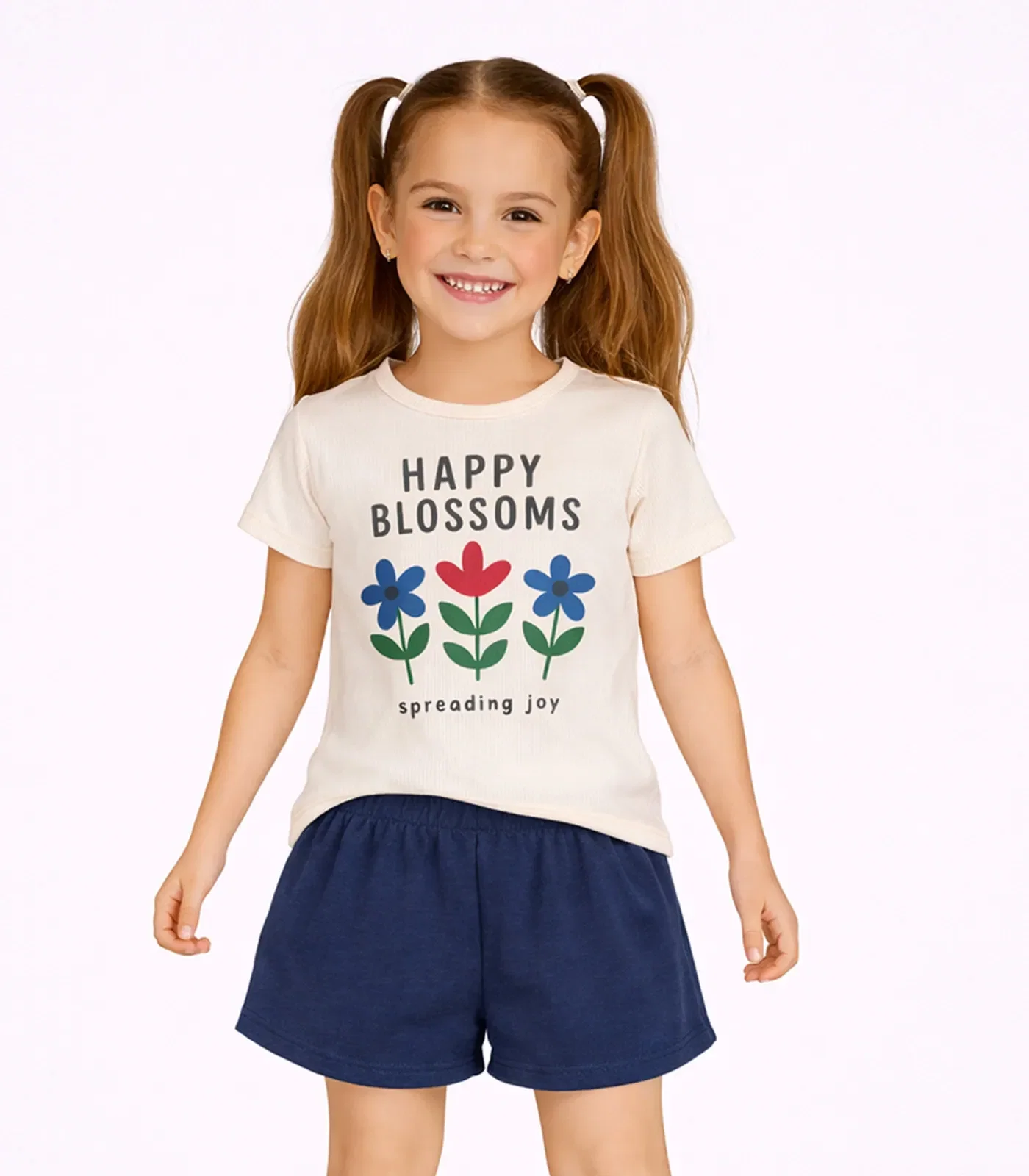 Conjunto Menina Blusa Estampada e Short Select Azul — imagem 1