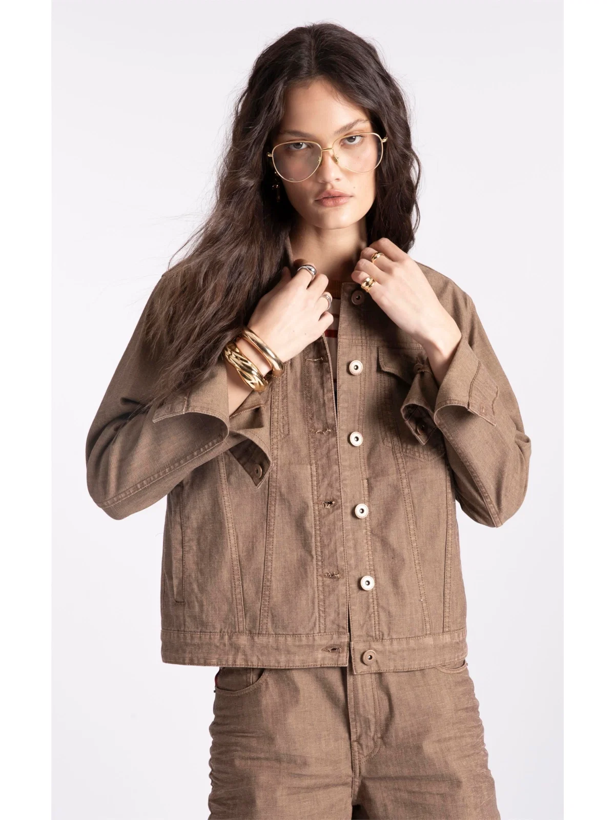Jaqueta Jeans Brown Stretch Lav.Resinado S/3d — imagem 1