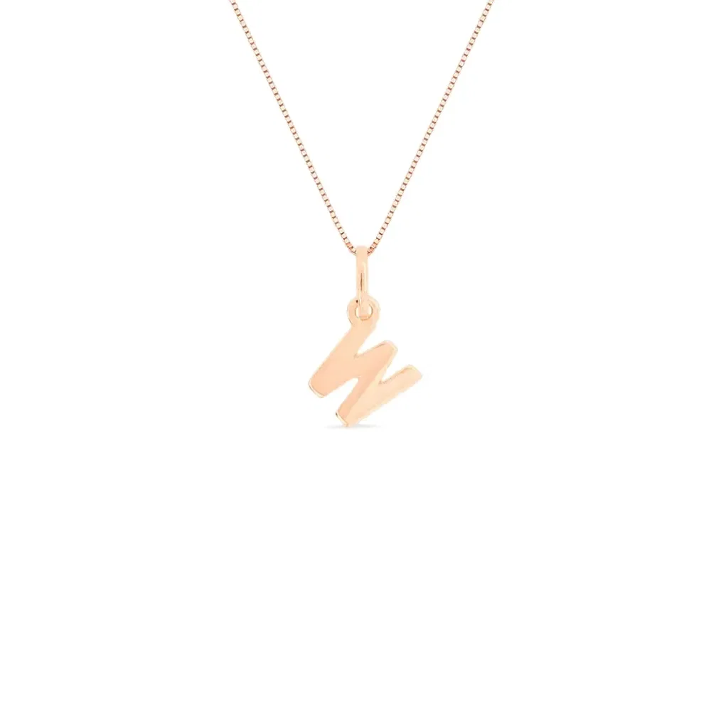 Pingente Letra W em Ouro Rosé 18k, 11.5mm — imagem 1