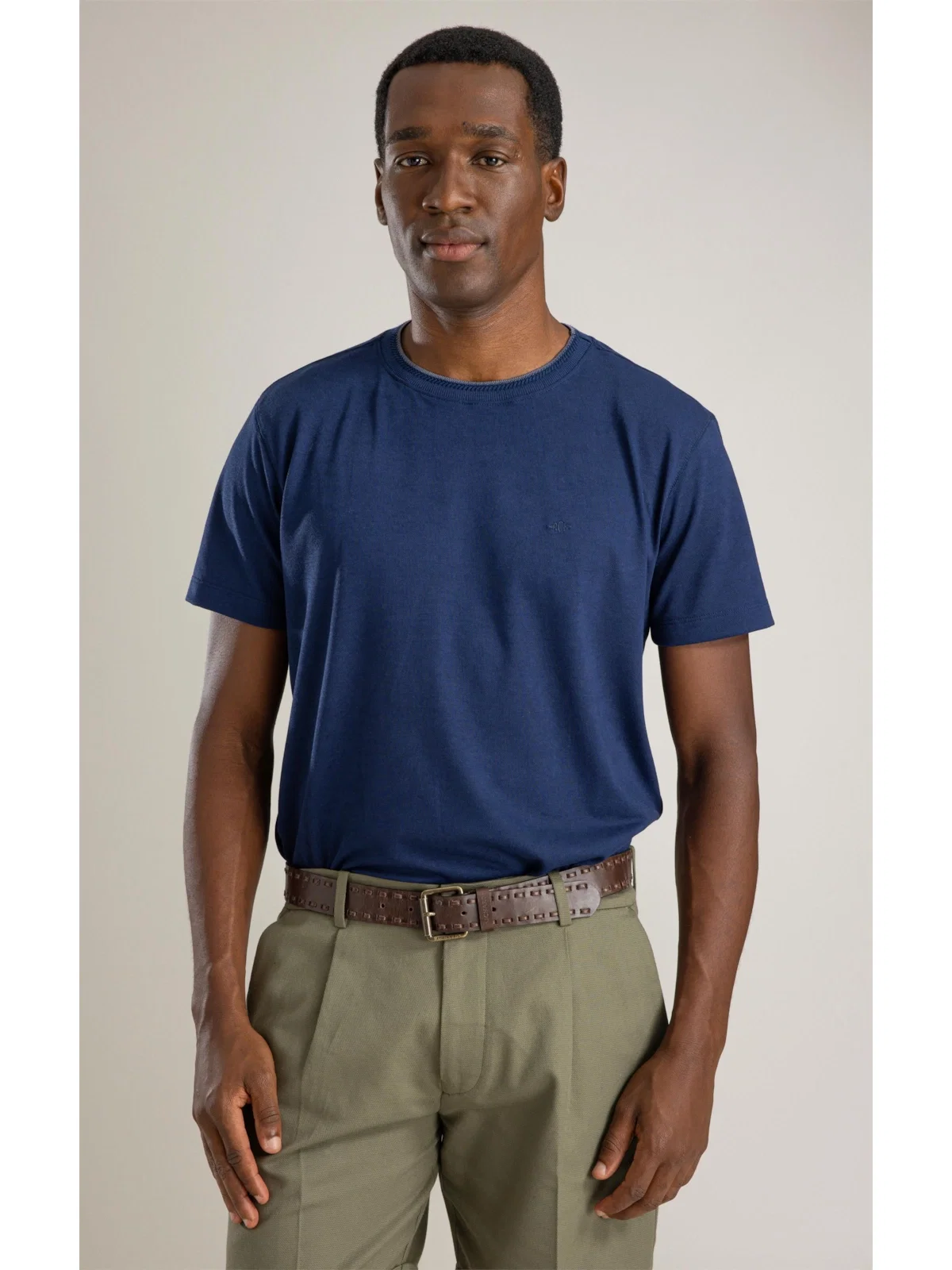 T-Shirt Piquet Polyvisco Gola Friso Bf Marinho — imagem 1