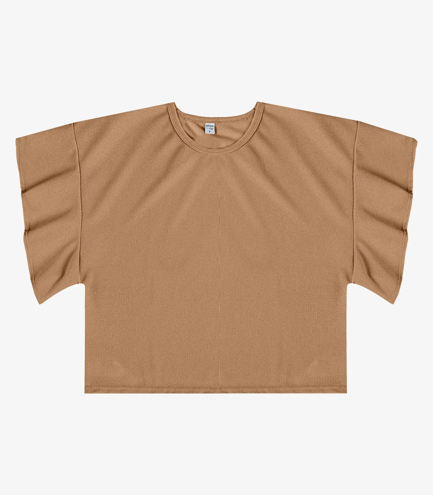 Blusa Feminina Com Manga Franzida Infinita Cor Bege