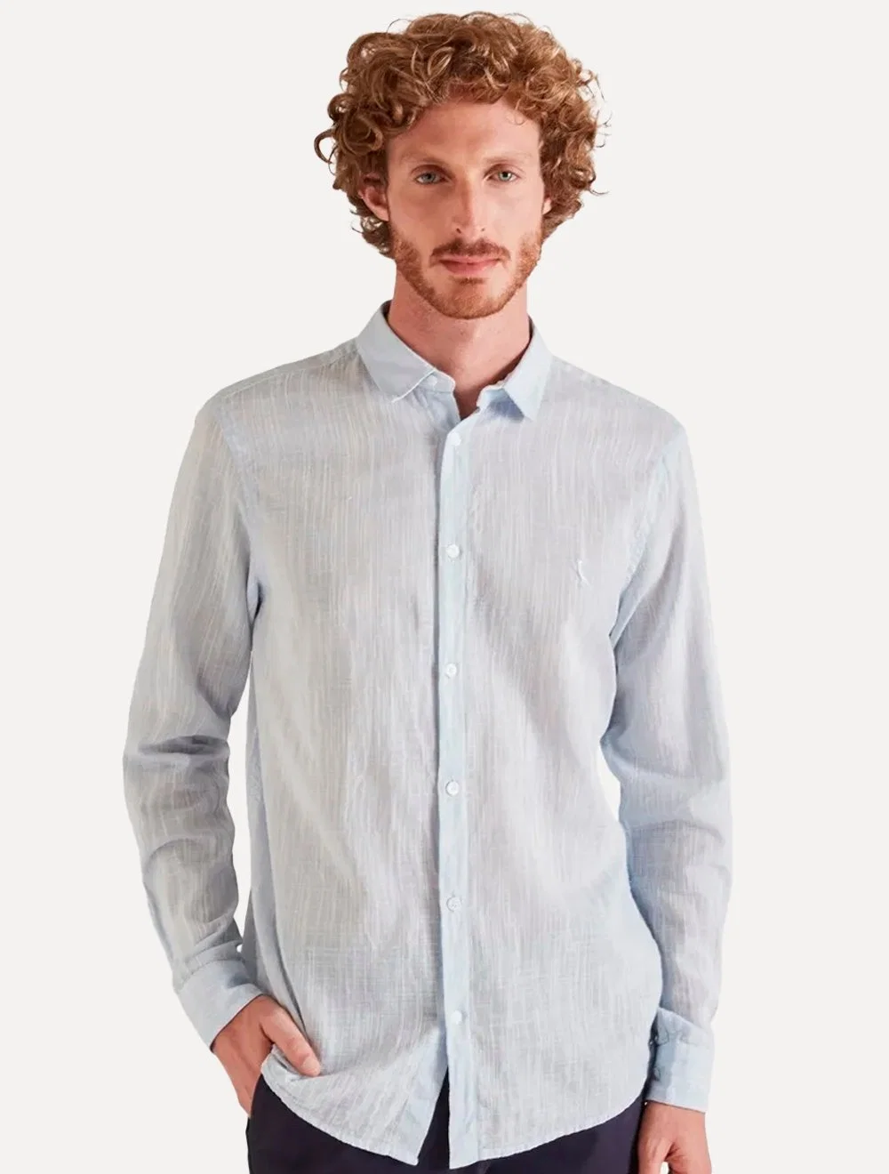 Camisa Reserva Masculina Flamê Leve Azul Claro Mescla