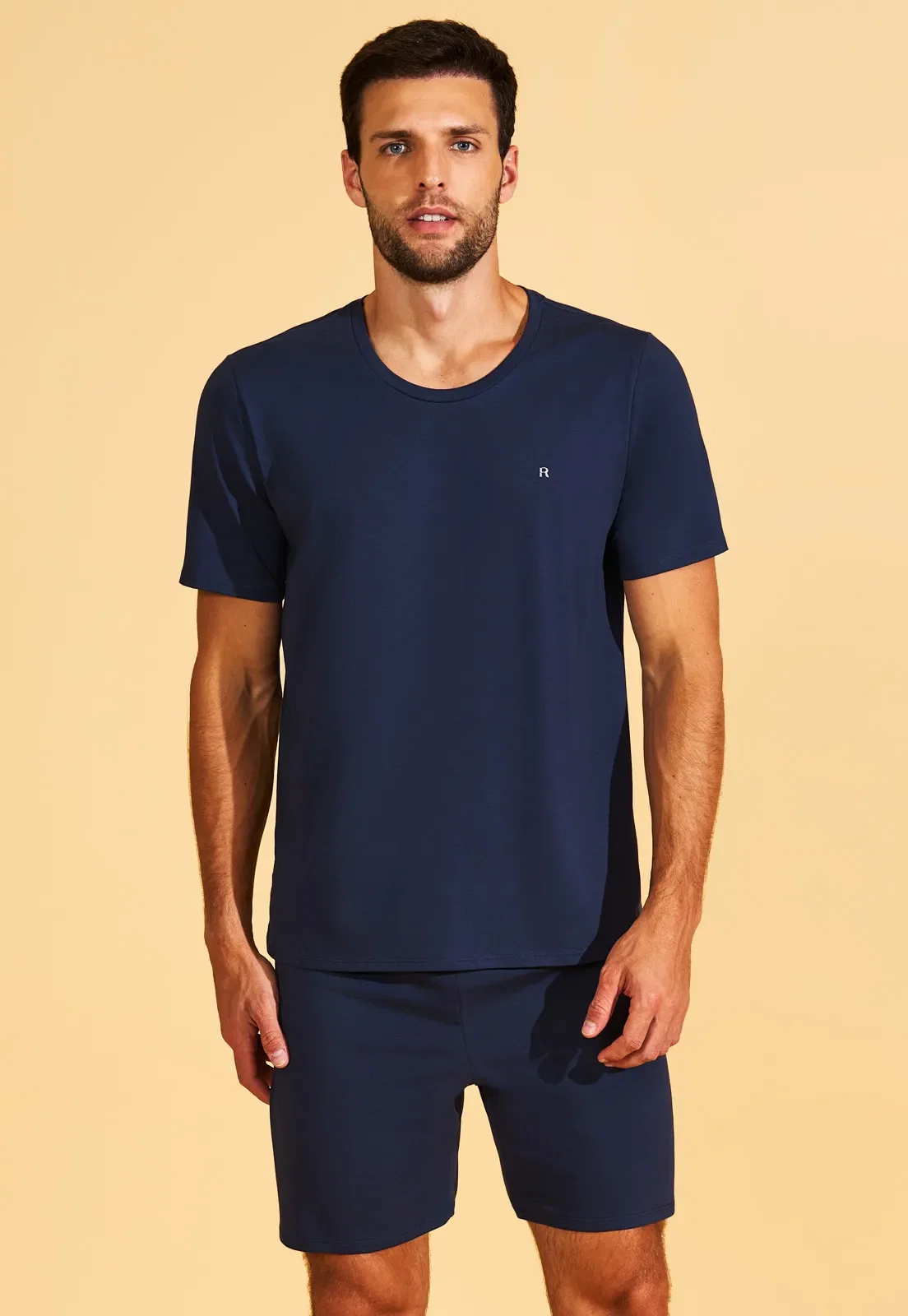 Pijama Manga Curta Com Shorts Malha Pima Com Elastano Recco