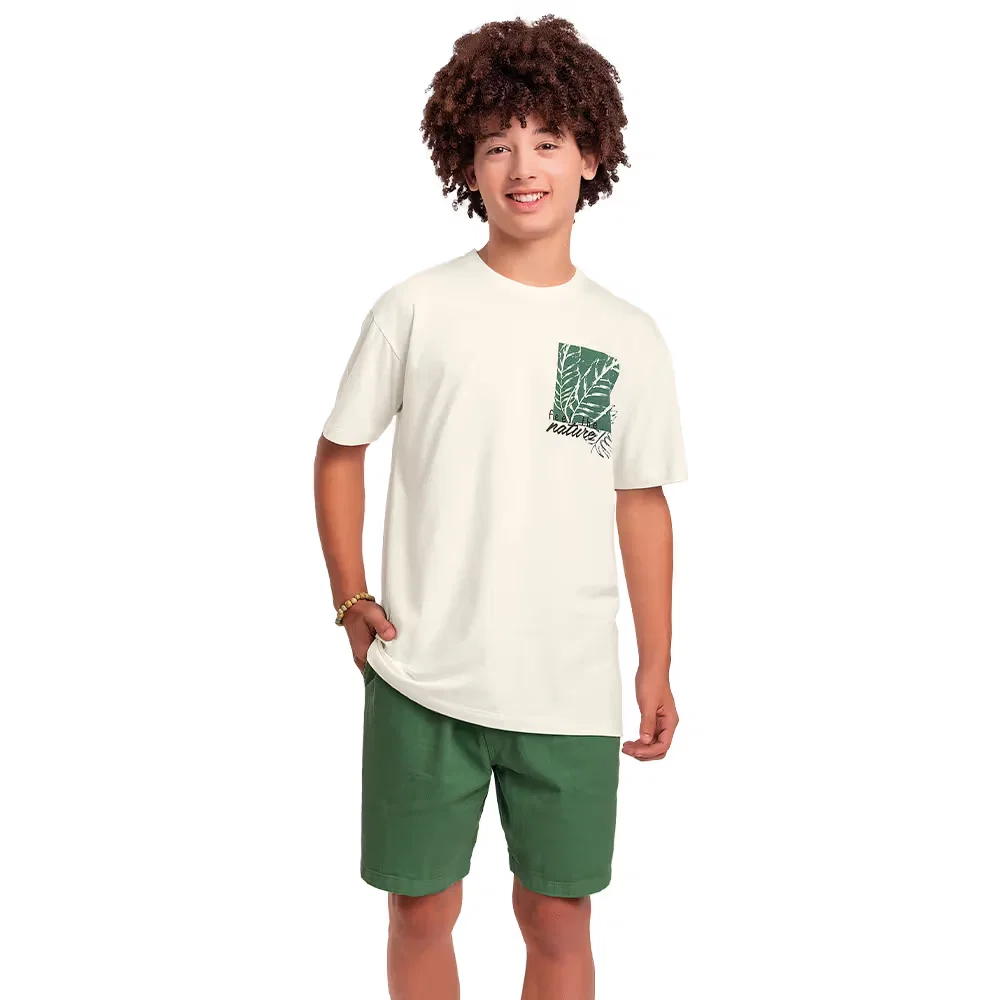 Conjunto camiseta em meia malha e bermuda em sarja — imagem 1