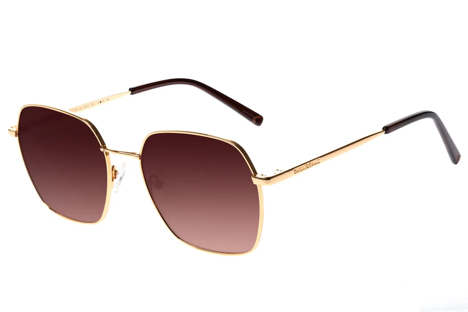 Óculos de Sol Feminino Ótica Chilli Beans Quadrado Metal Dourado — imagem 1