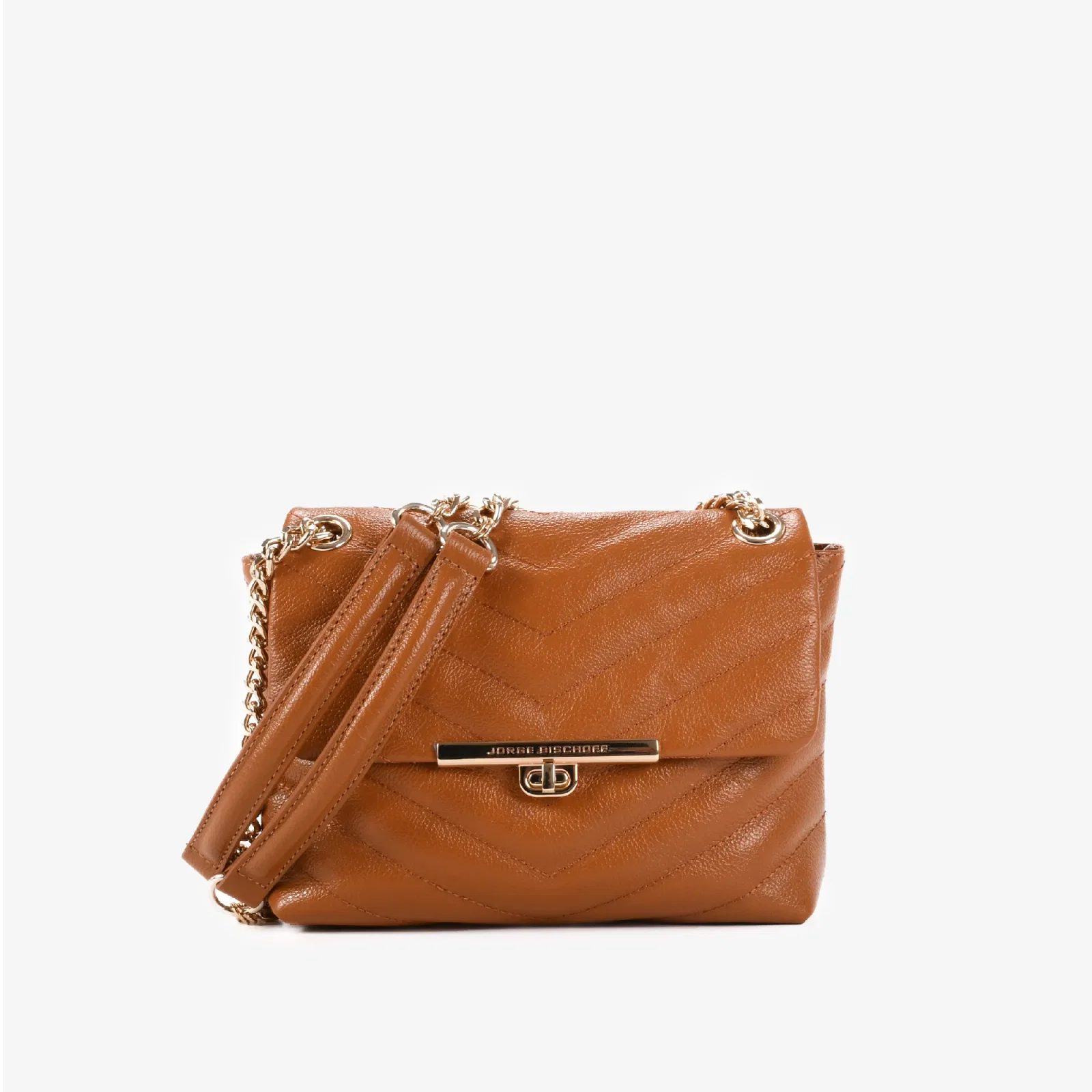 Bolsa De Ombro Mercedes Pequena Caramelo Anis Couro