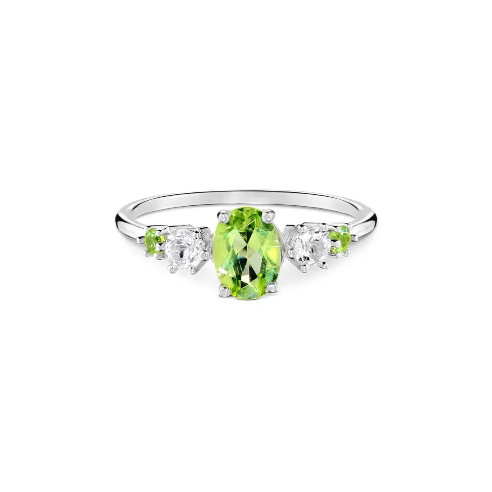 Anel Marine em Prata 925 com Peridotos e Topázios Incolores — imagem 1